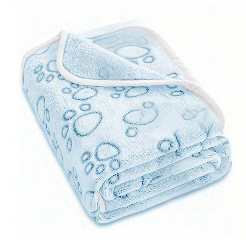 1Pcs Ultra-Soft Paw Print Dog Blankets - Machine Washable, Cozy Pet Pillow Pads for Indoor & Outdoor Use - Ideal for Small to La